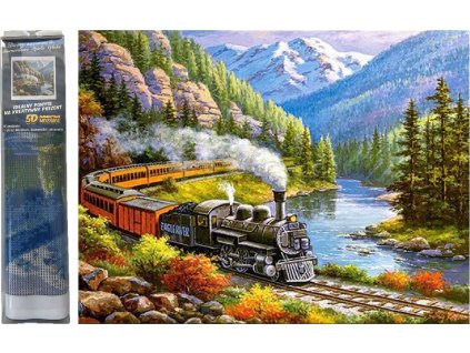 Diamantový obrázek - Vlak v horském údolí 30 x 40 cm