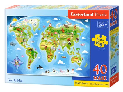 Puzzle Castorland MAXI 40 dílků - Mapa světa