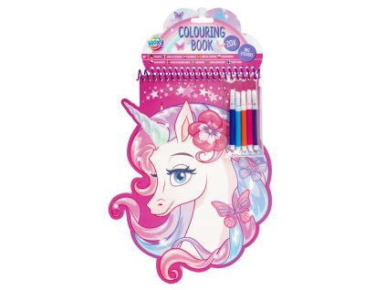 Knížka omalovánek, samolepky, fixy-jednorožci