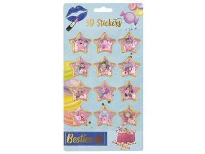 3D samolepky, 12 ks - Besties (modré)