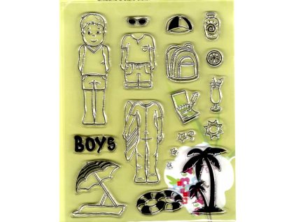 Razítka gelová  18 x 14 cm - boys, kluci na pláži