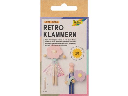 Retro dřevěné kolíčky 10 ks, 11 cm
