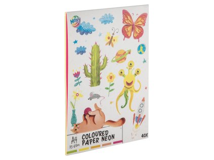 Barevný papír neonový, A4, 75 gsm,  40 listů