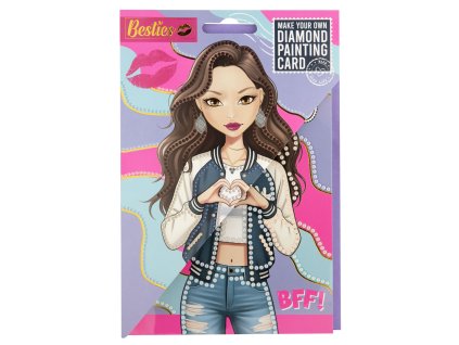 Diamantové malování Besties, přáníčko - modré