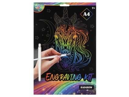 Škrabací obrázek duhový, A4 - unicorn