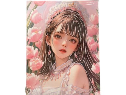 diamantovani dívka tulipany