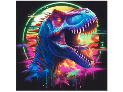 Diamantový obrázek neonový dinosaurus T-Rex 30 x 40 cm