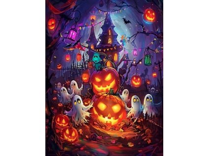 Diamantový obrázek halloweenských zámek 30 x 40 cm
