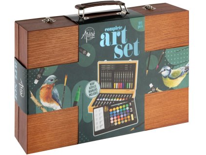 Umělecká sada Creative Artist 92 ks v dřevěném kufříku – pastelky, barvy, fixy, paleta a štětce