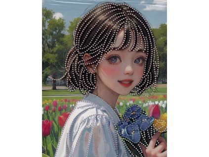 diamantove malova dívka zahon tulipanu