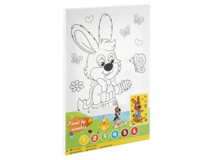 Malování na plátno podle čísel 29,7 x 19,5 cm, akrylové barvy - paní zajícová s košíčkem