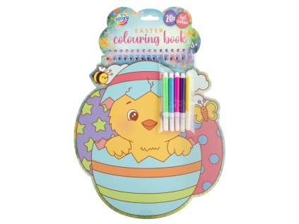 Velikonoční omalovánky, fixy, samolepky - kuřátko