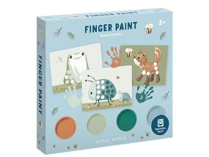 Prstové barvy, 4 různé barvy, 10 obrázků - Forest Friends