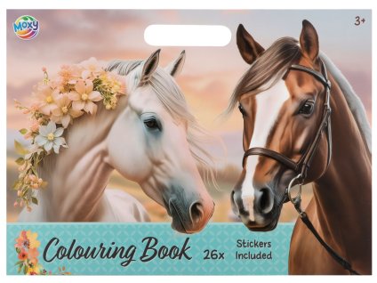 Omalovánky, 25 listů, arch samolepek - koně