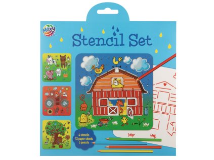 Sada šablon, 4ks, pastelky - farma