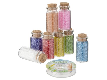 Korálky v dózách, 8 barev, vlasec