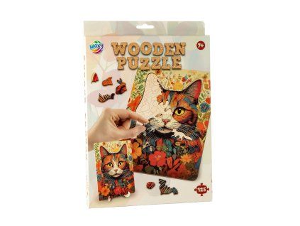 Dřevěné puzzle 125 dílků- Kočka