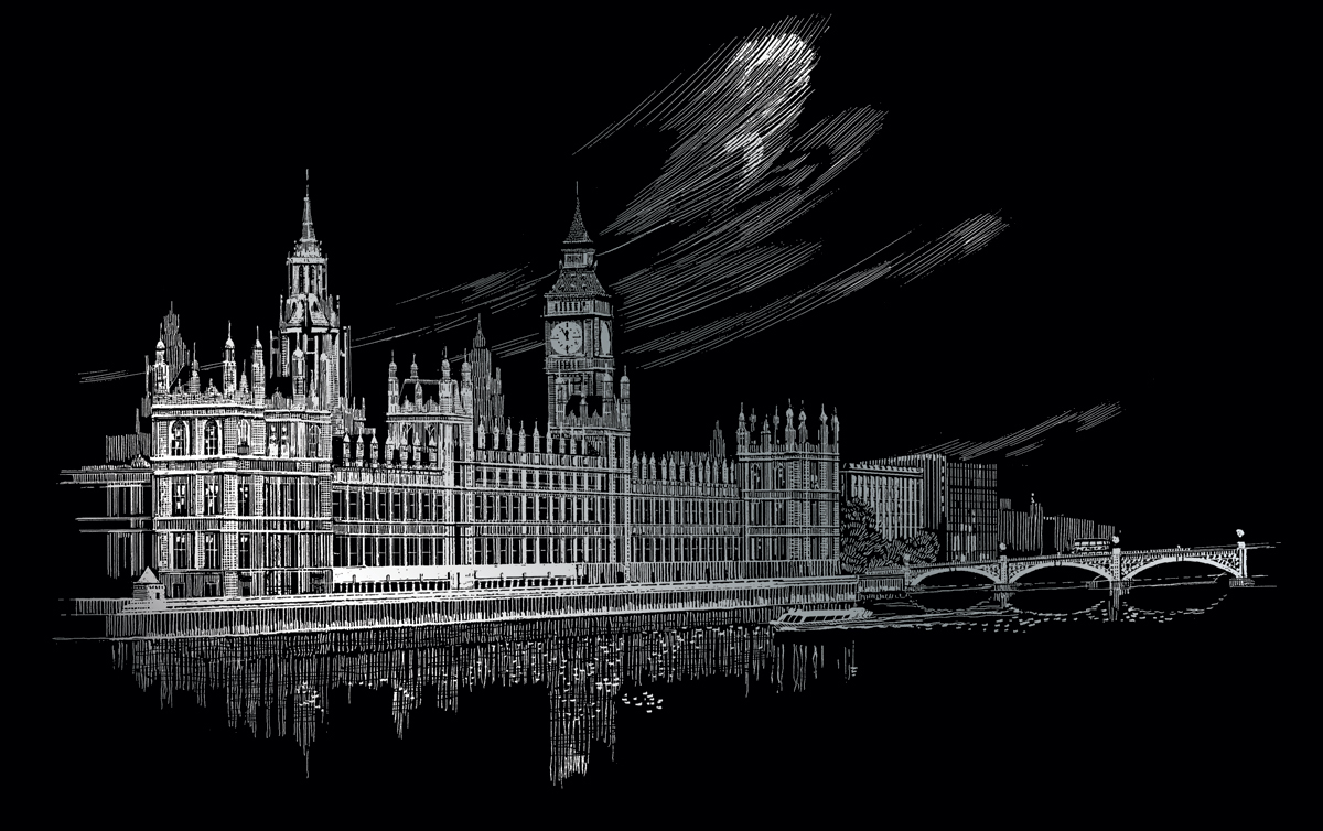 Seškrabovací obrázek- Big Ben a Parlament
