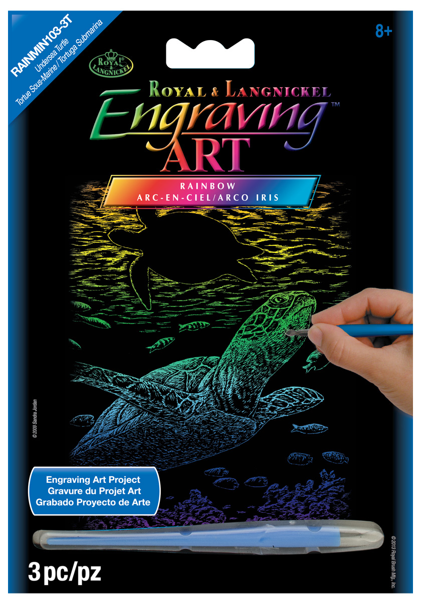 Seškrabovací obrázek- mini- Duhový- Mořská želva