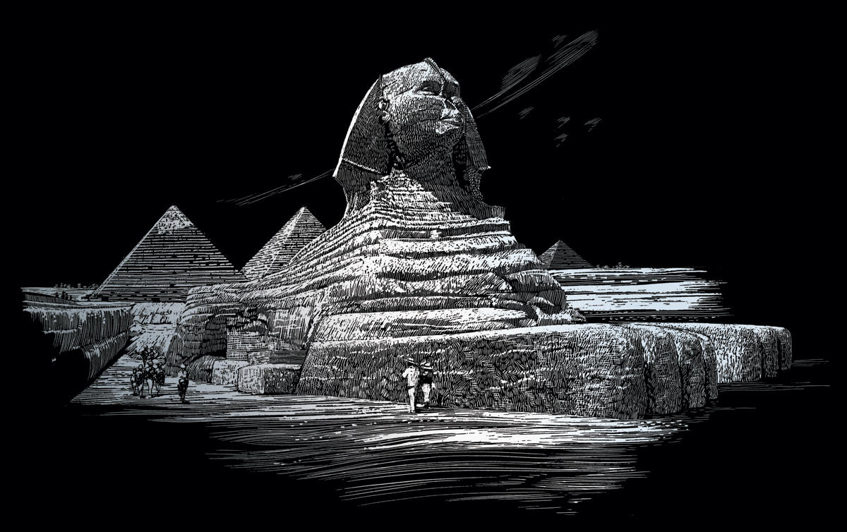 Seškrabovací obrázek- Sfinga pyramida