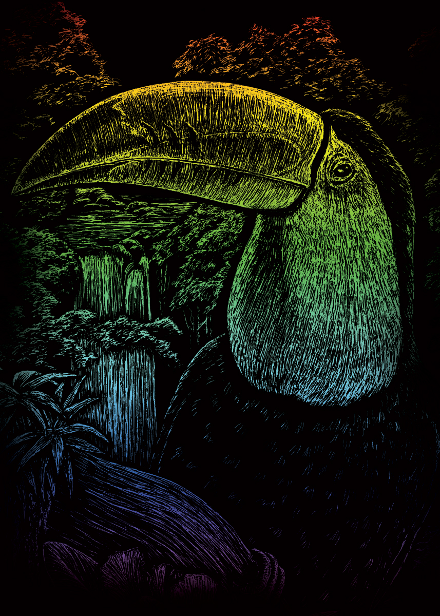 Seškrabovací obrázek- mini- Duhový- Tukan