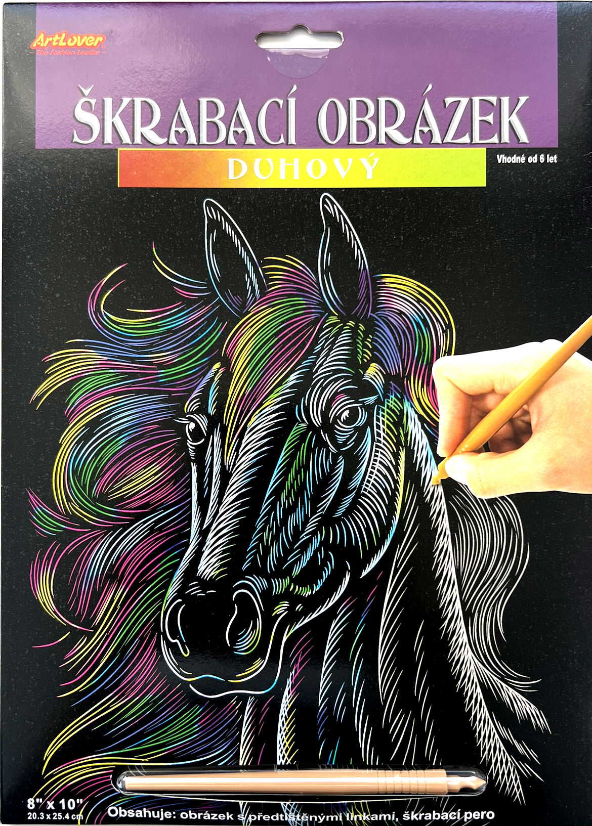 Škrabovací obrázek - duhový - Hlava koně