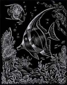 Škrabací obrázek - duhový - Ryby