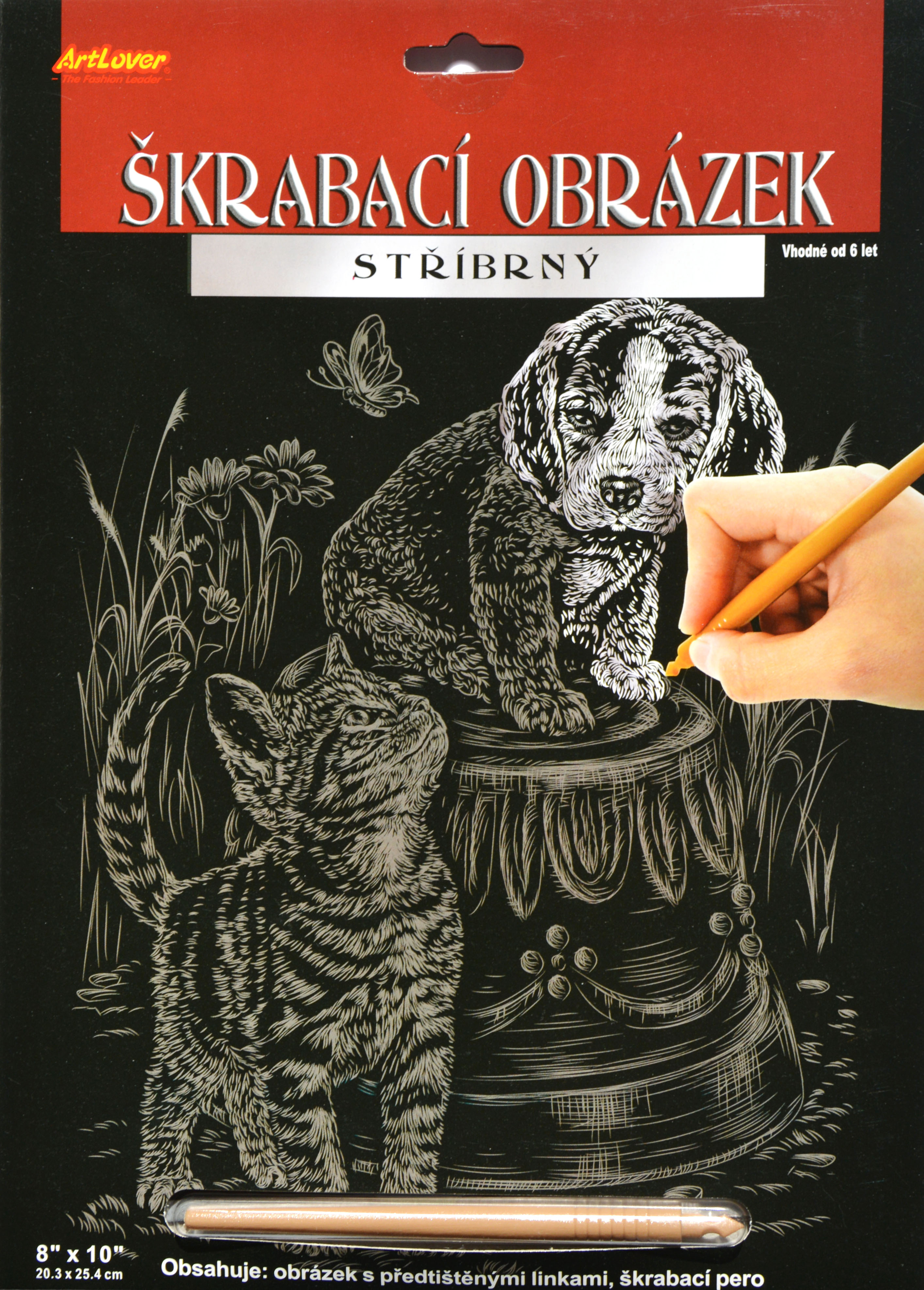 Škrabací obrázek stříbrný - Kotě a štěně