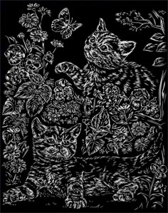 Škrabací obrázek - duhový - Kočky