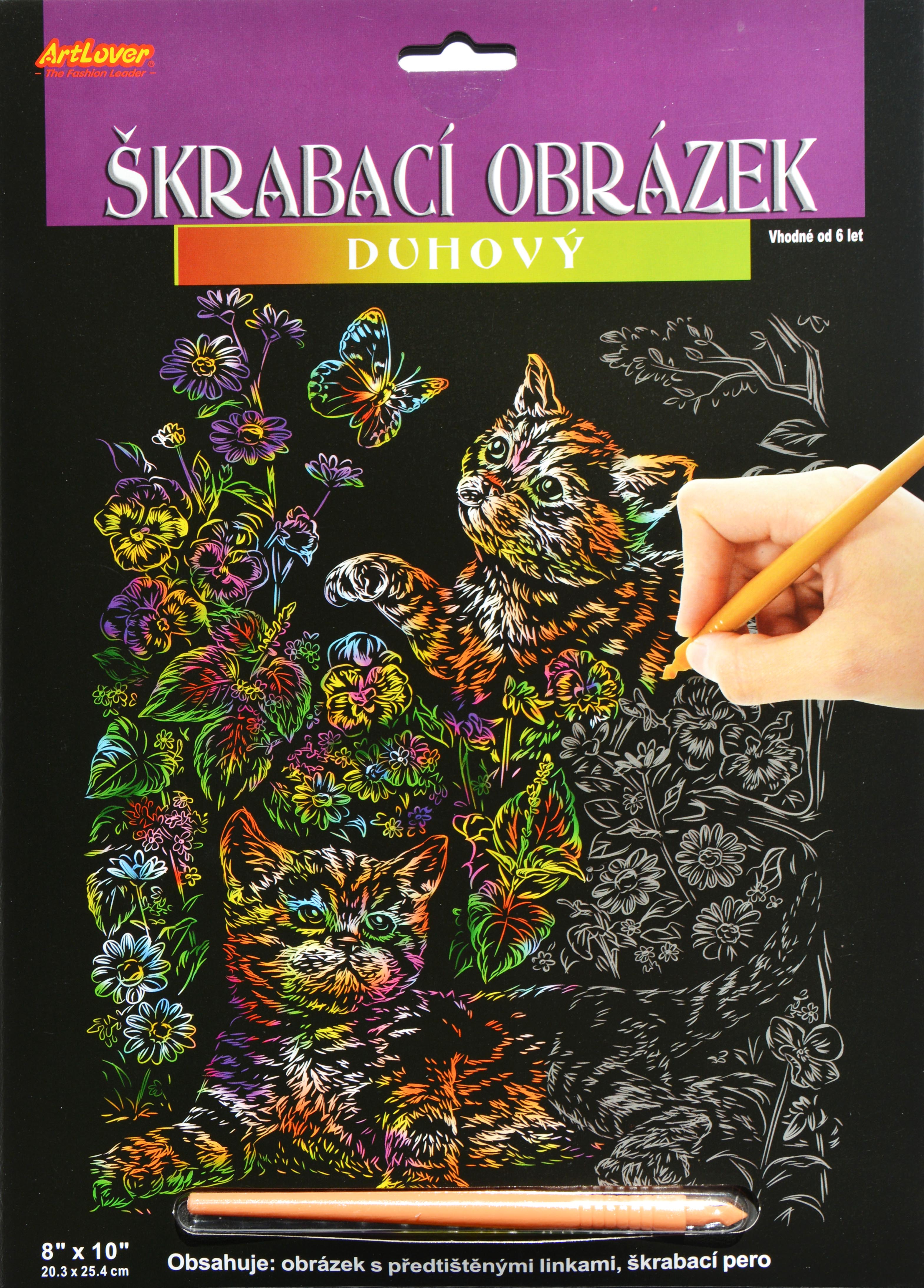 Škrabací obrázek - duhový - Kočky