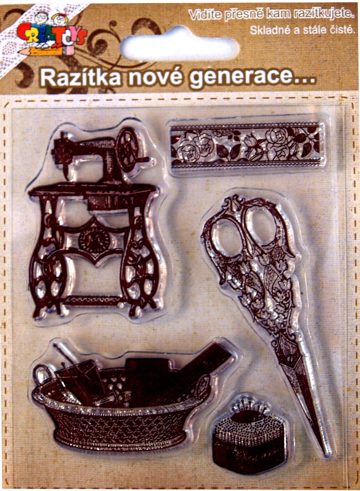 Gelová razítka - šicí stroj, nůžky