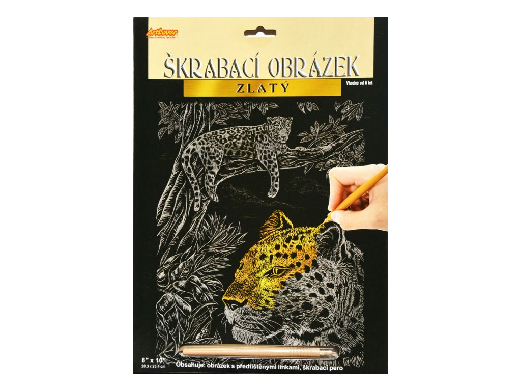Vyškrabovací obrázek zlatý - Leopard