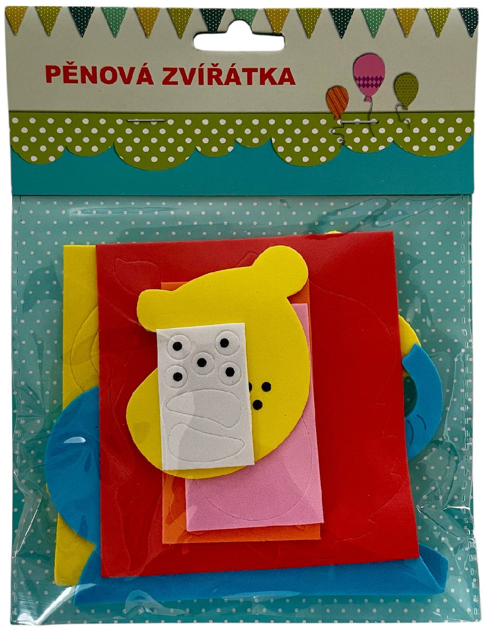 Pěnová žirafa, slon, lev