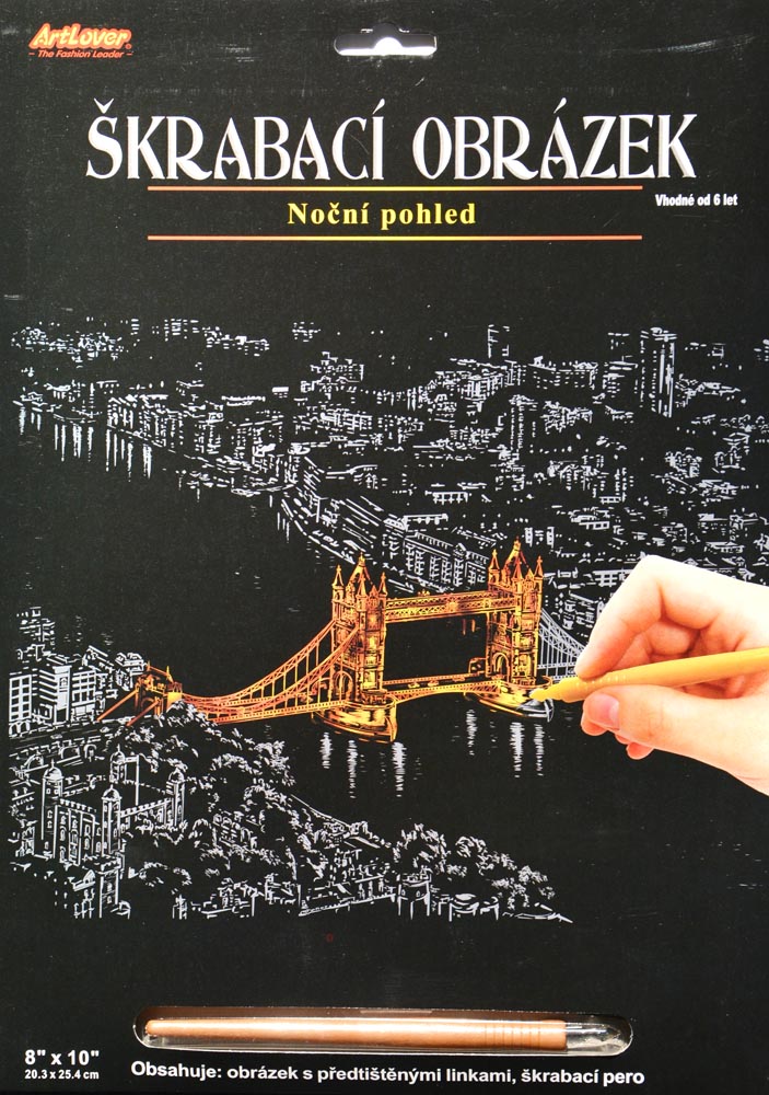 Škrabací obrázek - noční výhled - Tower Bridge