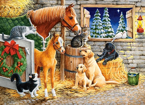 Puzzle 300 dílků- Setkání přátel ve stáji