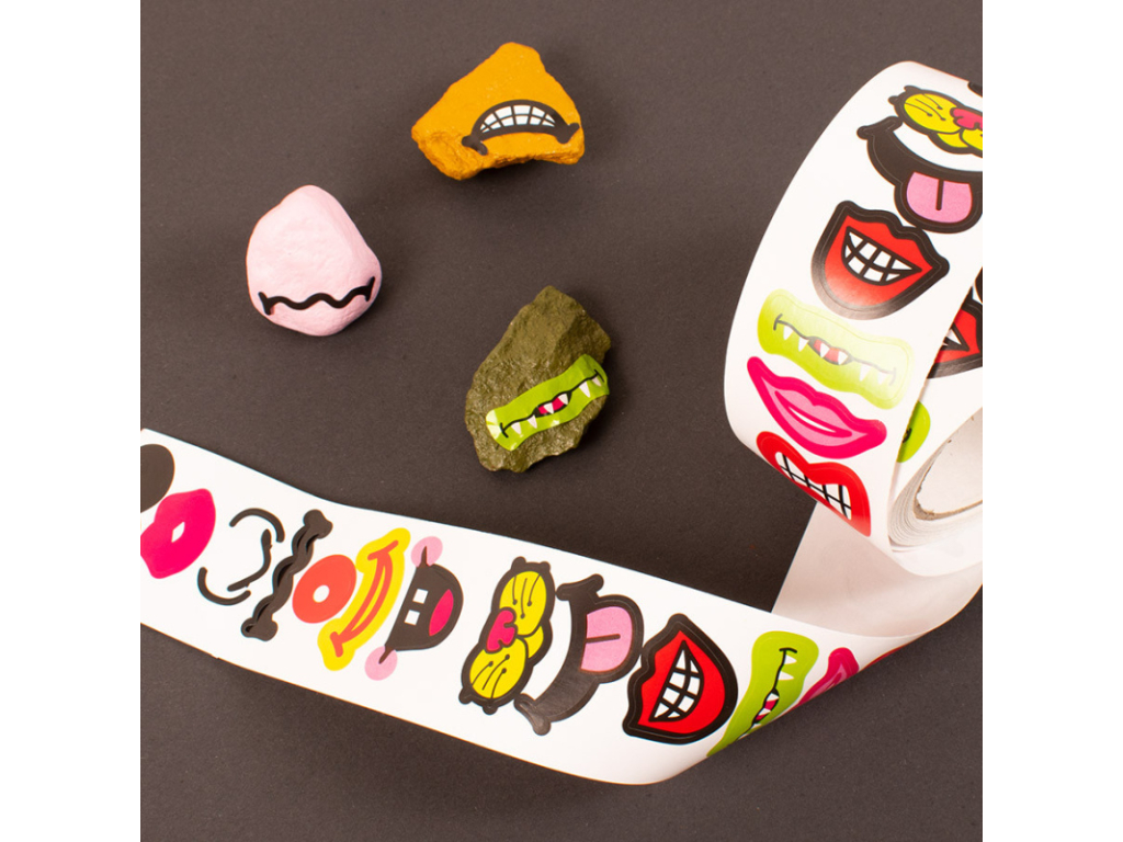 Samolepky - ústa a kníry 1000 ks