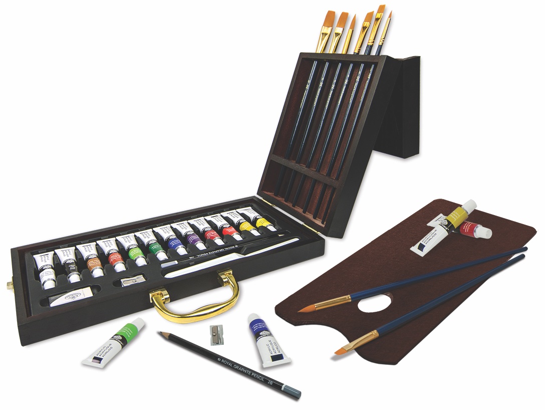 ROYAL and LANGNICKEL Set akrylových barev v dřevěném kufříku