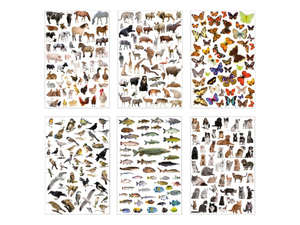 Samolepky- zvířata, 300 ks