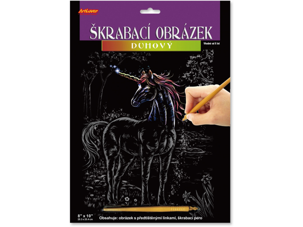 Škrabací obrázek - duhový - Jednorožec