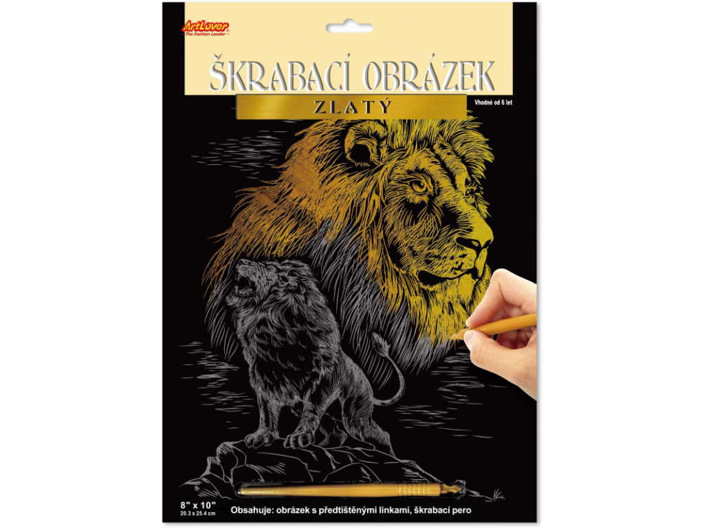 Škrabací obrázek zlatý - Lev