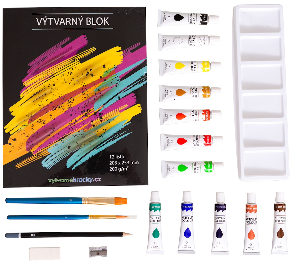 Akrylové barvy - umělecká sada 12x12 ml