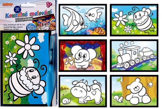 Kouzelné malování vodou - ŠTĚTCEM PLNĚNÝM VODOU, cena za jeden ks, v boxu 18 ks