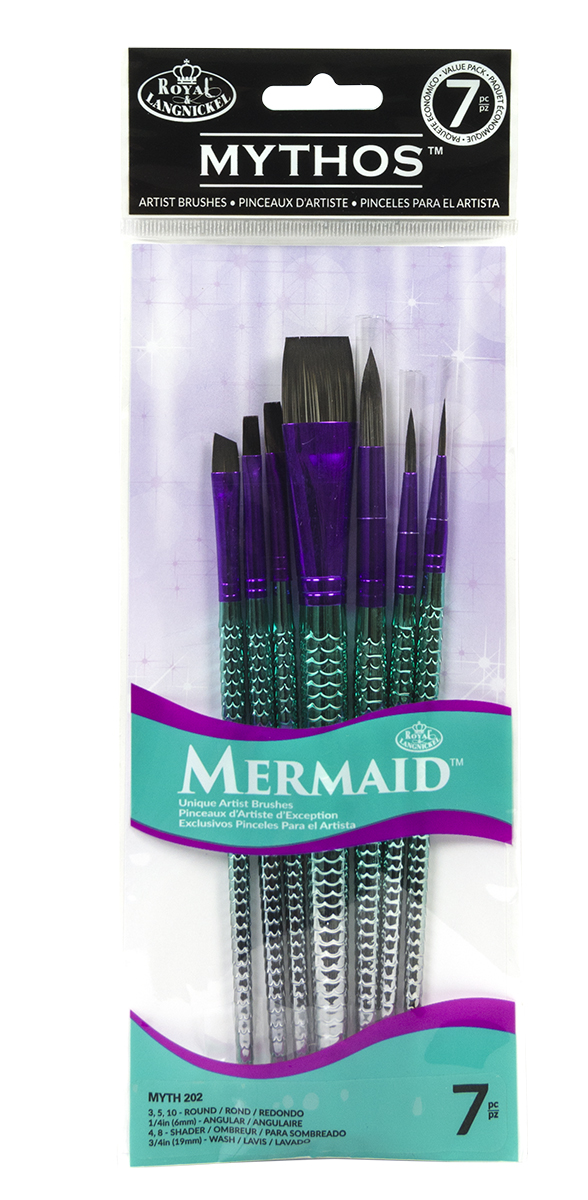Umělecké štětce - 7 ks ,, Mythos Mermaid" č. 3,5,10,1,4,8, 3/4