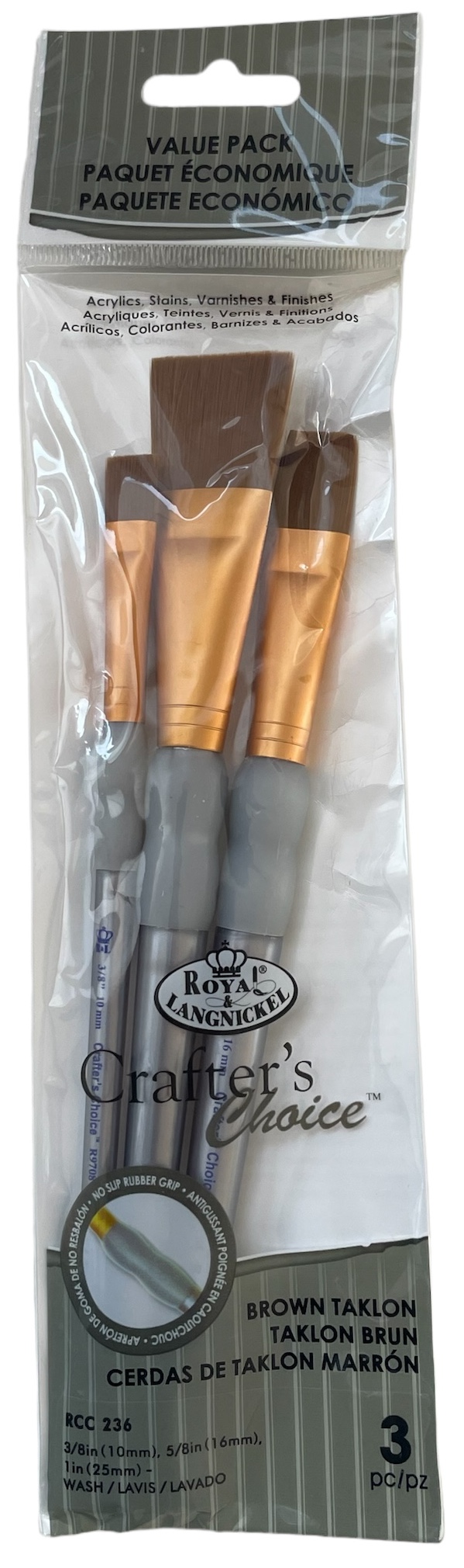 Malířské štětce 3ks ,, Brown Taklon Wash " Vel. 10,16,25 mm