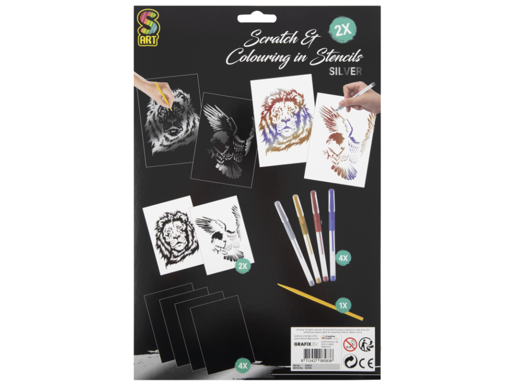 Škrabací papíry se šablonami- lev