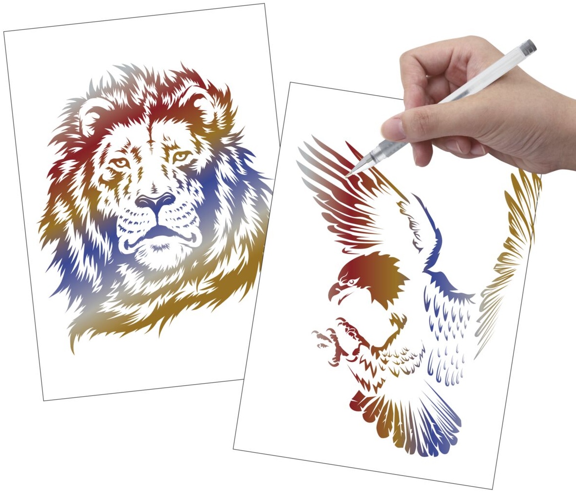 Škrabací papíry se šablonami- lev