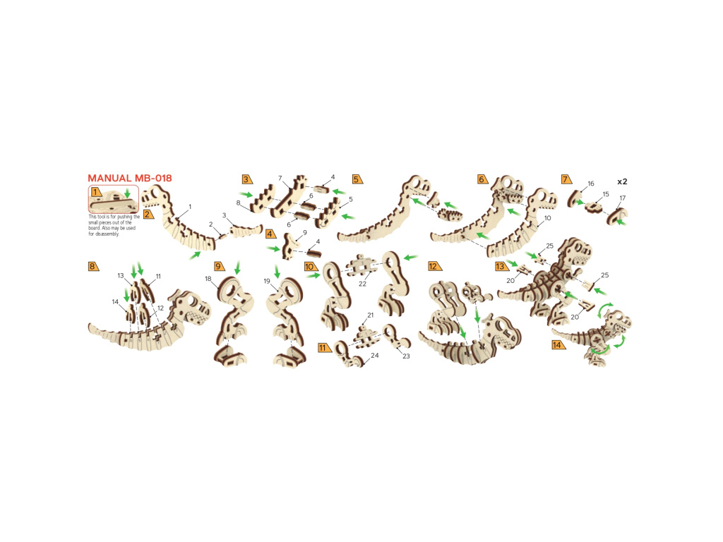 3D dřevěné puzzle - T-Rex 42 dílů