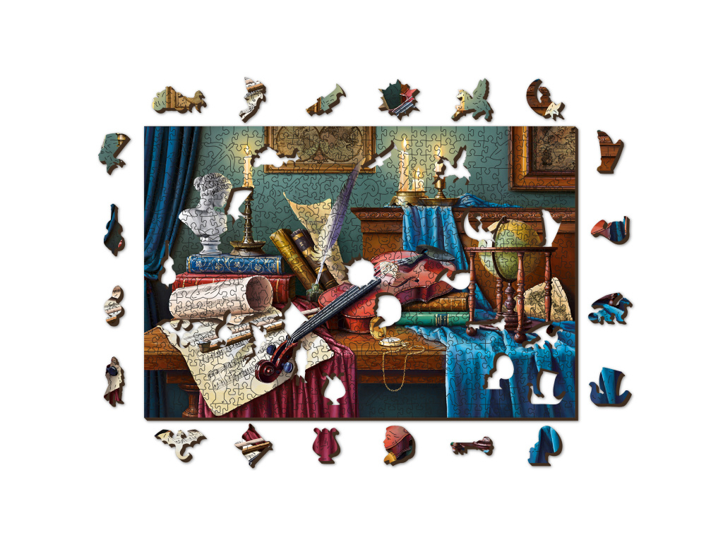 Dřevěné puzzle Housle L, 505 dílků