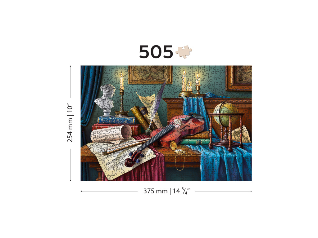 Dřevěné puzzle Housle L, 505 dílků