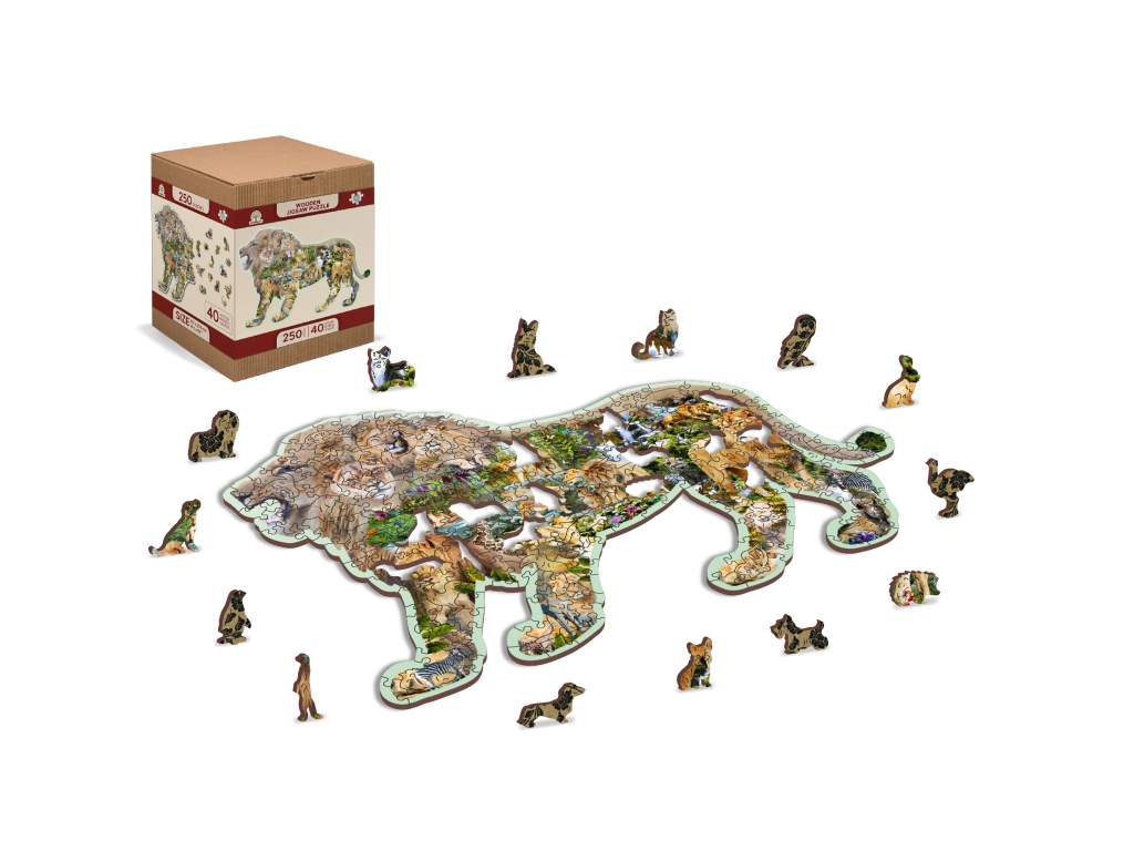 Dřevěné Puzzle Lev, L 250 dílků